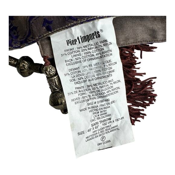 Pier 1 Imports Sari Throw Multicolor Patchwork Boho Indian Tapestry Blanket - Picture 8 of 12